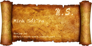 Mink Sára névjegykártya